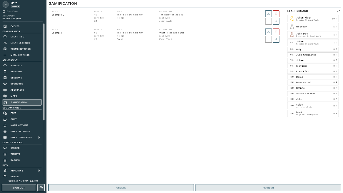 Gamification Menu Example