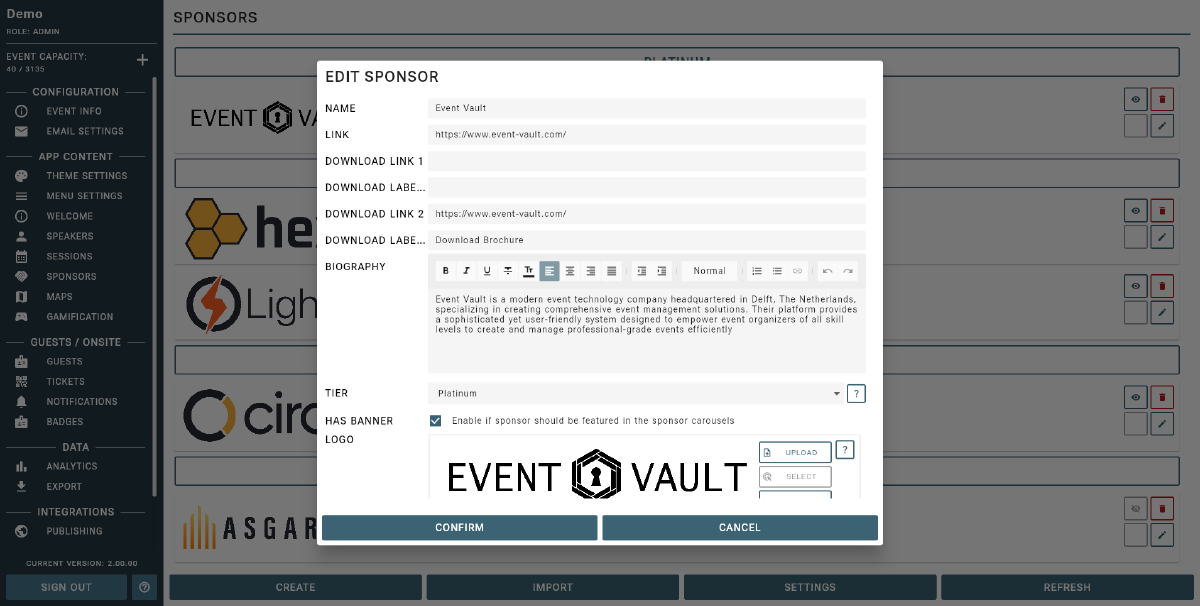 Sponsor Management Example