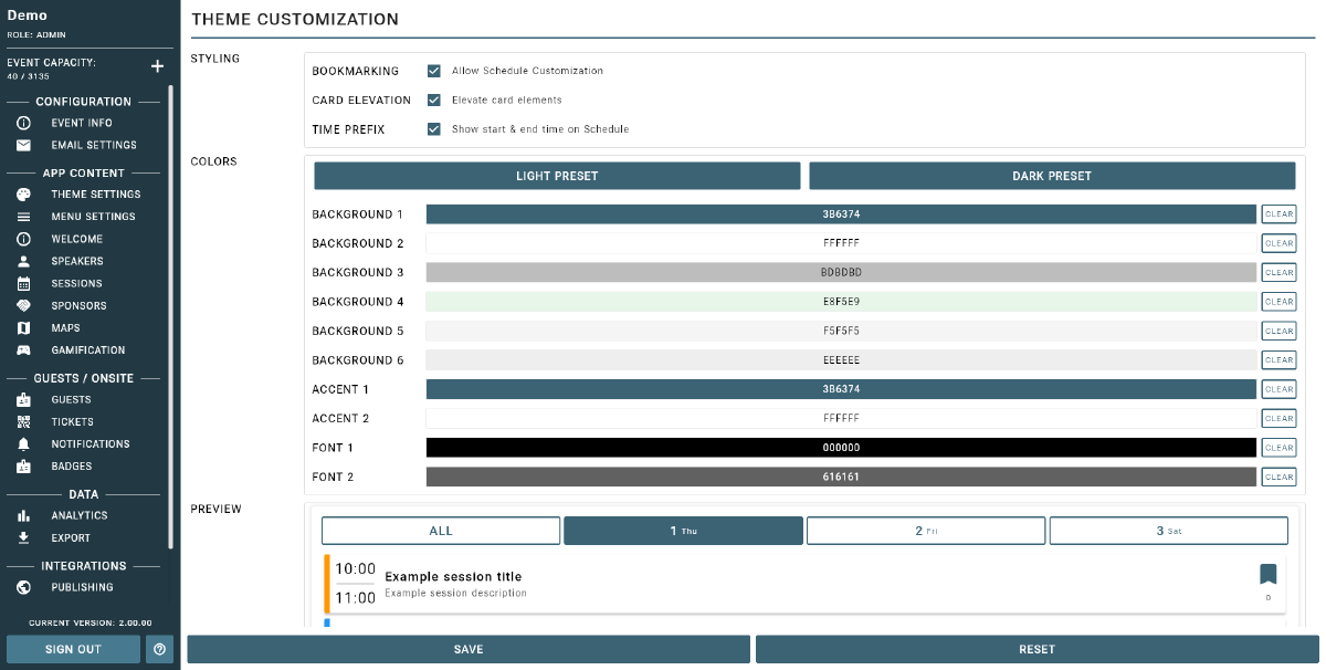 Customizable Theme Menu Example
