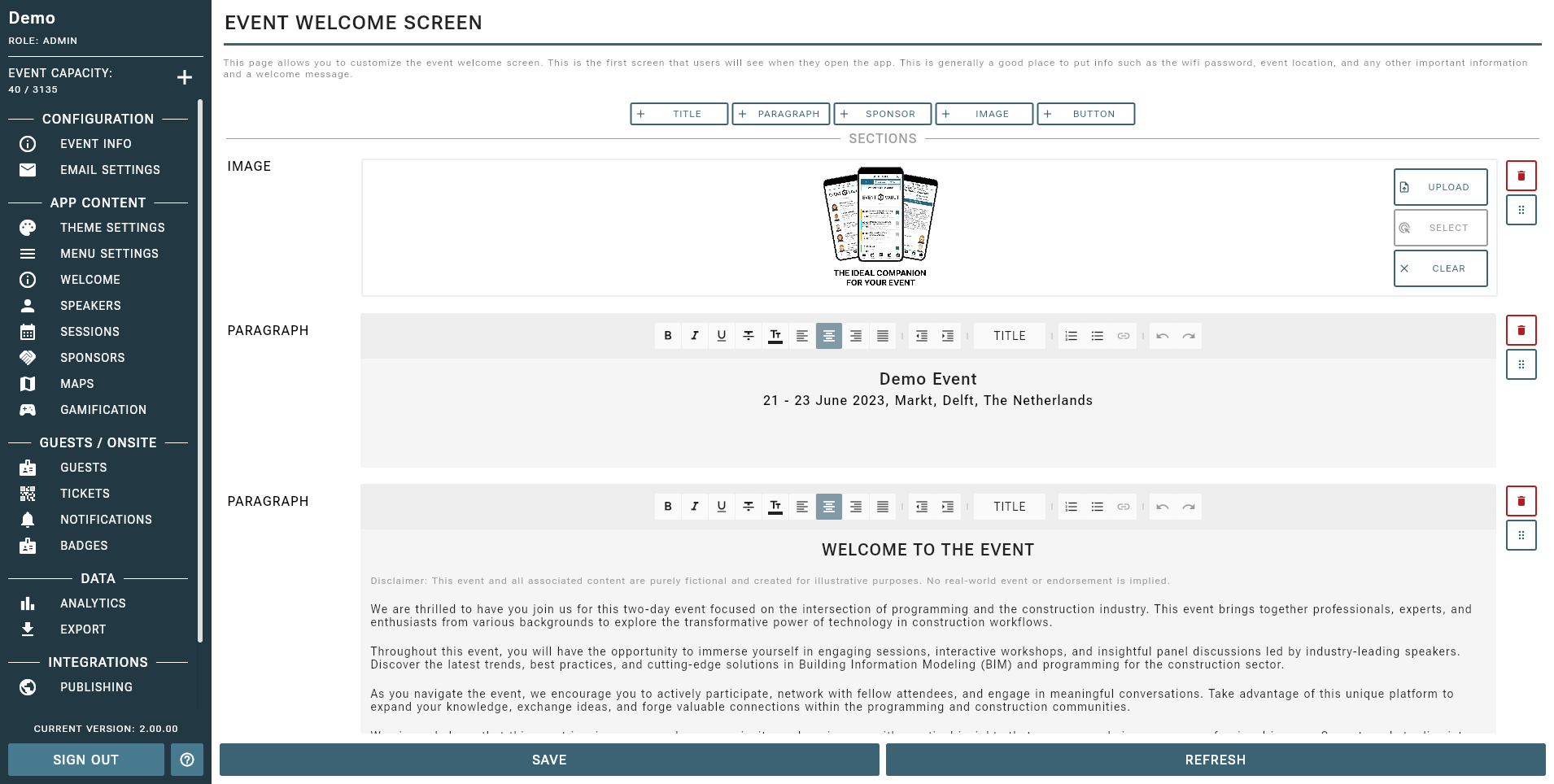 Customizable Welcome Screen Example