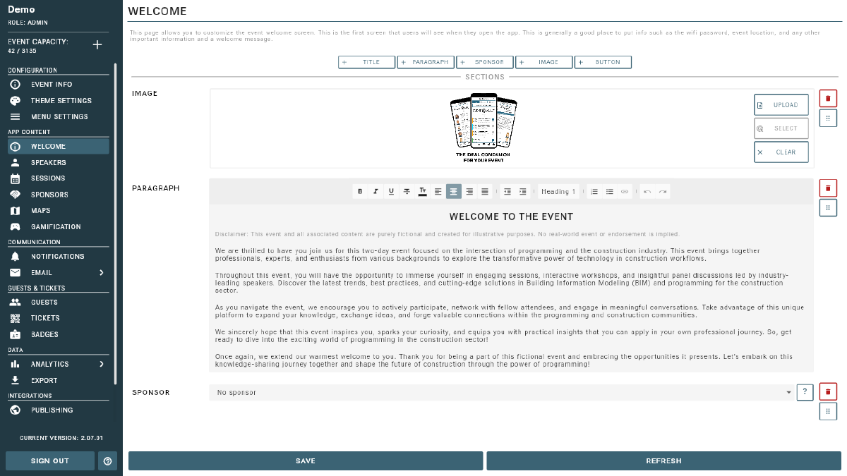 Customizable Welcome Screen Example