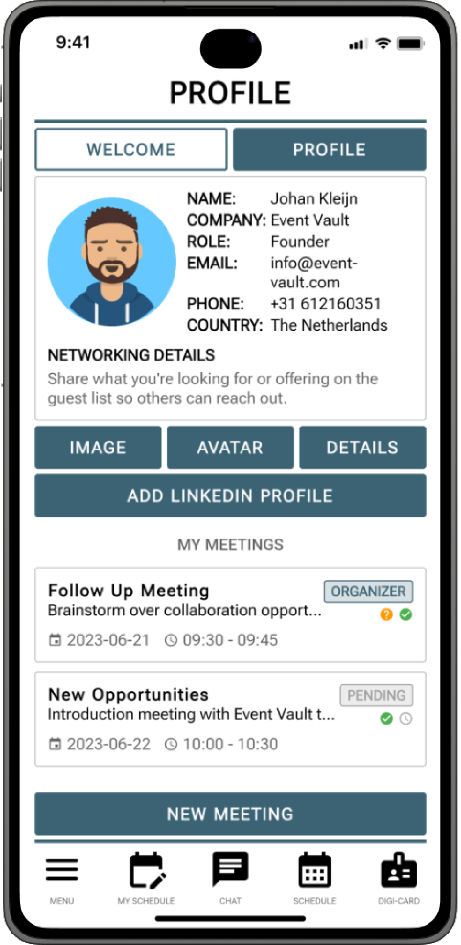Smart Profiles, 1-on-1 Meetings & Digital Business Cards